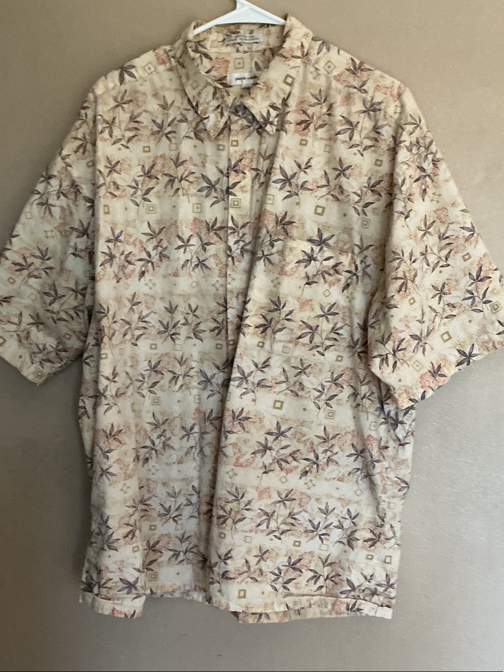 Pierre Cardin Beige Floral Print Shirt with Brown and Coral Accents